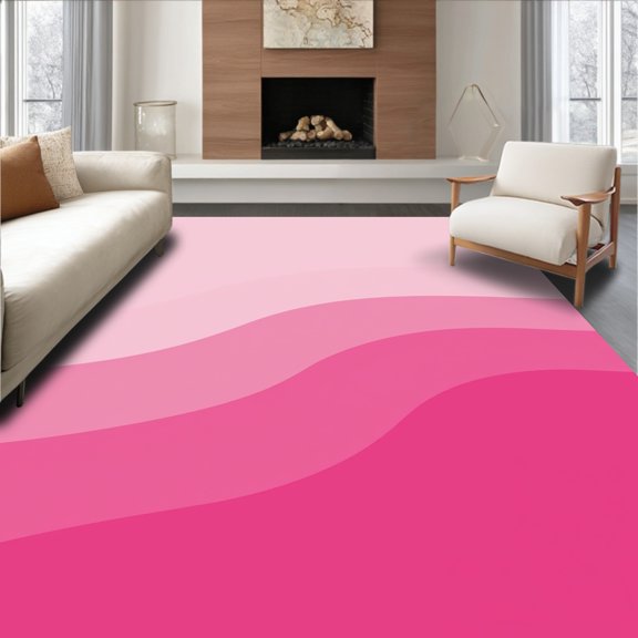ODIKA 6x9 Machine Washable Non-Slip Area Rug, Horizon Sunset Tonal Transition Accent High Traffic Rug, Pink, 366811