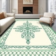 thumbnail image 1 of ODIKA 6'x9' Machine Washable Non-Slip Area Rug, Inspired Leaf and Flower Motif With Subtle Interlocking Design High Traffic Rug, Green, 665386, 1 of 7
