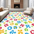 thumbnail image 1 of ODIKA 6'x9' Machine Washable Non-Slip Area Rug, Interactive Letter and Number Patchwork Design with Bright Puzzle Motifs High Traffic Rug with Pad, Red, 693804, 1 of 8