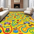 thumbnail image 1 of ODIKA 6'x9' Machine Washable Non-Slip Area Rug, Interactive Regions Alphabet Roadway Exploration Guide High Traffic Rug with Pad, Yellow, 696899, 1 of 8