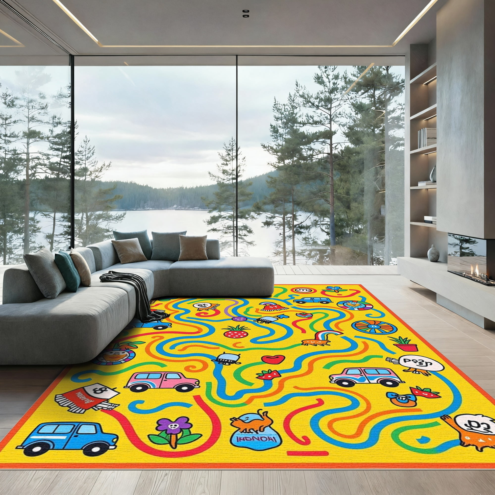 ODIKA 6x9 Machine Washable Non-Slip Area Rug, Interactive Regions ...