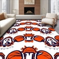 thumbnail image 1 of ODIKA 6'x9' Machine Washable Non-Slip Area Rug, Interlocking Basketball Mosaic with Varsity Letter Accents High Traffic Rug with Pad, Orange, 671559, 1 of 8