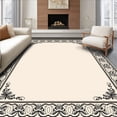 thumbnail image 1 of ODIKA 6'x9' Machine Washable Non-Slip Area Rug, Interlocking Latticework with Subtle Botanical Accents High Traffic Rug with Pad, Black, 561887, 1 of 8