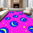 thumbnail image 1 of ODIKA 6'x9' Machine Washable Non-Slip Area Rug, Interstellar Doodle with Shooting Stars and Cartoon Asteroids High Traffic Rug with Pad, Pink, 576244, 1 of 8