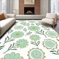 thumbnail image 1 of ODIKA 6'x9' Machine Washable Non-Slip Area Rug, Intricate Botanical Scrollwork with Stylized Floral Accents High Traffic Rug, Green, 570955, 1 of 7