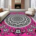 thumbnail image 1 of ODIKA 6'x9' Machine Washable Non-Slip Area Rug, Intricate Swirl with Floral Accents and Symmetrical High Traffic Rug, Pink, 717038, 1 of 7