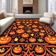 thumbnail image 1 of ODIKA 6'x9' Machine Washable Non-Slip Area Rug, Jack o Lantern Grinning Faces Carnival with Autumn Harvest Motifs High Traffic Rug, Orange, 741324, 1 of 7