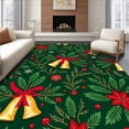 thumbnail image 1 of ODIKA 6'x9' Machine Washable Non-Slip Area Rug, Jingle Bells Decorative Bathroom Entrance Seasonal High Traffic Rug with Pad, Green, 626578, 1 of 8