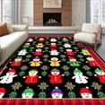 thumbnail image 1 of ODIKA 6'x9' Machine Washable Non-Slip Area Rug, Jolly Snowman Patchwork With Festive Pinecone and Embellishments High Traffic Rug with Pad, Black, 638424, 1 of 8