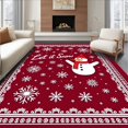 thumbnail image 1 of ODIKA 6'x9' Machine Washable Non-Slip Area Rug, Jolly Snowman Wonderland Festive Welcome High Traffic Rug with Pad, Red, 610314, 1 of 8