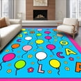 thumbnail image 1 of ODIKA 6'x9' Machine Washable Non-Slip Area Rug, Joyful Floating Letters Knowledge With Anti Skid Bottom High Traffic Rug with Pad, Pink, 698336, 1 of 8
