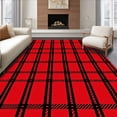 thumbnail image 1 of ODIKA 6'x9' Machine Washable Non-Slip Area Rug, Joyful Gingham Hearth Welcoming Seasonal Accent High Traffic Rug, Red, 504051, 1 of 7