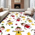 thumbnail image 1 of ODIKA 6'x9' Machine Washable Non-Slip Area Rug, Joyful Holiday Dirt Trapper Displaying Cute Seasonal Critter High Traffic Rug with Pad, Red, 605251, 1 of 8