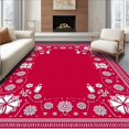 thumbnail image 1 of ODIKA 6'x9' Machine Washable Non-Slip Area Rug, Joyful Lavatory Accessory Showcasing Snowy Wonderland High Traffic Rug, Red, 653940, 1 of 7