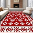 thumbnail image 1 of ODIKA 6'x9' Machine Washable Non-Slip Area Rug, Joyful Nordic Yuletide Hearth Embellishment High Traffic Rug with Pad, Red, 611412, 1 of 8