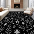 thumbnail image 1 of ODIKA 6'x9' Machine Washable Non-Slip Area Rug, Joyful Snowflake Pine Bough Seasonal Entryway Display High Traffic Rug, Black, 733373, 1 of 7
