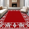 thumbnail image 1 of ODIKA 6'x9' Machine Washable Non-Slip Area Rug, Joyous Greetings Entryway Decoration Seasonal Welcoming High Traffic Rug, Red, 607327, 1 of 7
