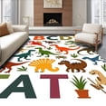 thumbnail image 1 of ODIKA 6'x9' Machine Washable Non-Slip Area Rug, Jurassic Alphabet Safari Nursery Educational Extinct Creature Guide High Traffic Rug with Pad, White, 698387, 1 of 8