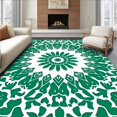 thumbnail image 1 of ODIKA 6'x9' Machine Washable Non-Slip Area Rug, Kaleidoscope with Symmetrical Botanical High Traffic Rug with Pad, Green, 559409, 1 of 8