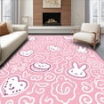 thumbnail image 1 of ODIKA 6'x9' Machine Washable Non-Slip Area Rug, Kawaii Bunny Cartoon Clouds Interlocking Motif High Traffic Rug, Pink, 720570, 1 of 7