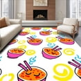 thumbnail image 1 of ODIKA 6'x9' Machine Washable Non-Slip Area Rug, Kawaii Noodle Bowl Indoor with Chopsticks Design High Traffic Rug with Pad, Pink, 700382, 1 of 8