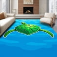 thumbnail image 1 of ODIKA 6'x9' Machine Washable Non-Slip Area Rug, Lagoon Creature Floating Among Waves High Traffic Rug with Pad, Blue, 718142, 1 of 8
