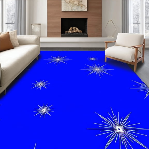 ODIKA 6x9 Machine Washable Non-Slip Area Rug, Lane Decorative Entrance Walkway Celebration High Traffic Rug, Blue, 670001