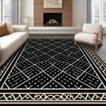 thumbnail image 1 of ODIKA 6'x9' Machine Washable Non-Slip Area Rug, Lattice Holiday Tree Base with Sparkling Crystal Design High Traffic Rug with Pad, Black, 654765, 1 of 8