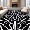 thumbnail image 1 of ODIKA 6'x9' Machine Washable Non-Slip Area Rug, Lattice Interwoven Deck Patio Contemporary Art High Traffic Rug, Black, 701611, 1 of 7
