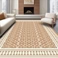 thumbnail image 1 of ODIKA 6'x9' Machine Washable Non-Slip Area Rug, Lattice Trellis Quatrefoil Elegant Sophisticated Transitional High Traffic Rug with Pad, Brown, 593363, 1 of 8