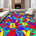 thumbnail image 1 of ODIKA 6'x9' Machine Washable Non-Slip Area Rug, Letters Numbers Learning Educational Alphabet Teaching High Traffic Rug with Pad, Red, 691701, 1 of 8