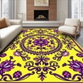 thumbnail image 1 of ODIKA 6'x9' Machine Washable Non-Slip Area Rug, Luxe Botanical Flourish Medallion Accent High Traffic Rug, Yellow, 619999, 1 of 7