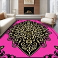 thumbnail image 1 of ODIKA 6'x9' Machine Washable Non-Slip Area Rug, Luxurious Medallion with Intricate Swirl Motifs High Traffic Rug with Pad, Pink, 599109, 1 of 8