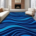 thumbnail image 1 of ODIKA 6'x9' Machine Washable Non-Slip Area Rug, Luxurious Plush Shag Wave Textured Elegant Accent High Traffic Rug, Blue, 583489, 1 of 7
