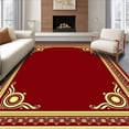 thumbnail image 1 of ODIKA 6'x9' Machine Washable Non-Slip Area Rug, Luxurious Velvet Style Formal Event Walkway with Elegant Borders High Traffic Rug with Pad, Red, 731356, 1 of 8