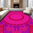 thumbnail image 1 of ODIKA 6'x9' Machine Washable Non-Slip Area Rug, Luxurious Velvet Swirl Medallion Contemporary Abstract Artistry High Traffic Rug with Pad, Pink, 579114, 1 of 8