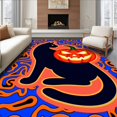 thumbnail image 1 of ODIKA 6'x9' Machine Washable Non-Slip Area Rug, Magical Midnight Gourd Whiskered Friend Needlework Creation High Traffic Rug, Blue, 647519, 1 of 7