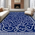 thumbnail image 1 of ODIKA 6'x9' Machine Washable Non-Slip Area Rug, Magical Ribbon Twist Entryway Welcoming Decoration High Traffic Rug with Pad, Blue, 628556, 1 of 8