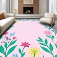 thumbnail image 1 of ODIKA 6'x9' Machine Washable Non-Slip Area Rug, Magical Unicorn Meadow with Blossoming Floral Accents High Traffic Rug, Pink, 724558, 1 of 7