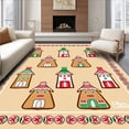 thumbnail image 1 of ODIKA 6'x9' Machine Washable Non-Slip Area Rug, Magical Winter Greeting Showcasing Gingerbread Houses High Traffic Rug with Pad, Beige, 625004, 1 of 8