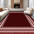 thumbnail image 1 of ODIKA 6'x9' Machine Washable Non-Slip Area Rug, Marcio Black Medallion Trellis Interlocking Art High Traffic Rug with Pad, Burgundy, 707157, 1 of 8