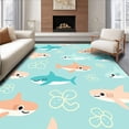 thumbnail image 1 of ODIKA 6'x9' Machine Washable Non-Slip Area Rug, Marine Adventure with Smiling Whales and Gentle High Traffic Rug with Pad, Blue, 723942, 1 of 8