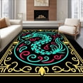 thumbnail image 1 of ODIKA 6'x9' Machine Washable Non-Slip Area Rug, Marine Creature Yarn Crochet DIY Handicraft Holiday Embroidery High Traffic Rug, Cyan, 636262, 1 of 7