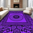 thumbnail image 1 of ODIKA 6'x9' Machine Washable Non-Slip Area Rug, Medallion Anti Slip Throw with Rubber Backing High Traffic Rug, Purple, 528551, 1 of 7