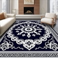 thumbnail image 1 of ODIKA 6'x9' Machine Washable Non-Slip Area Rug, Medallion Burst Starburst Motif Traditional Style Floor Covering High Traffic Rug, Black, 701699, 1 of 7