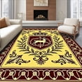 thumbnail image 1 of ODIKA 6'x9' Machine Washable Non-Slip Area Rug, Medieval Deer Crest with Interlocking Heraldic High Traffic Rug with Pad, Gold, 679473, 1 of 8