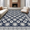 thumbnail image 1 of ODIKA 6'x9' Machine Washable Non-Slip Area Rug, Mediterranean Mosaic Waterproof Foldable High Traffic Rug with Pad, Blue, 716053, 1 of 8