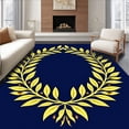 thumbnail image 1 of ODIKA 6'x9' Machine Washable Non-Slip Area Rug, Mediterranean Olive Branch Wreath with Songbird Design High Traffic Rug, Gold, 477871, 1 of 7