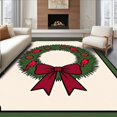 thumbnail image 1 of ODIKA 6'x9' Machine Washable Non-Slip Area Rug, Merry Pinecone Wreath Elegant Entrance Doormat High Traffic Rug with Pad, Green, 651405, 1 of 8