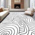 thumbnail image 1 of ODIKA 6'x9' Machine Washable Non-Slip Area Rug, Micro Loop Textured Contemporary Abstract Swirl Design High Traffic Rug, Black, 443598, 1 of 7